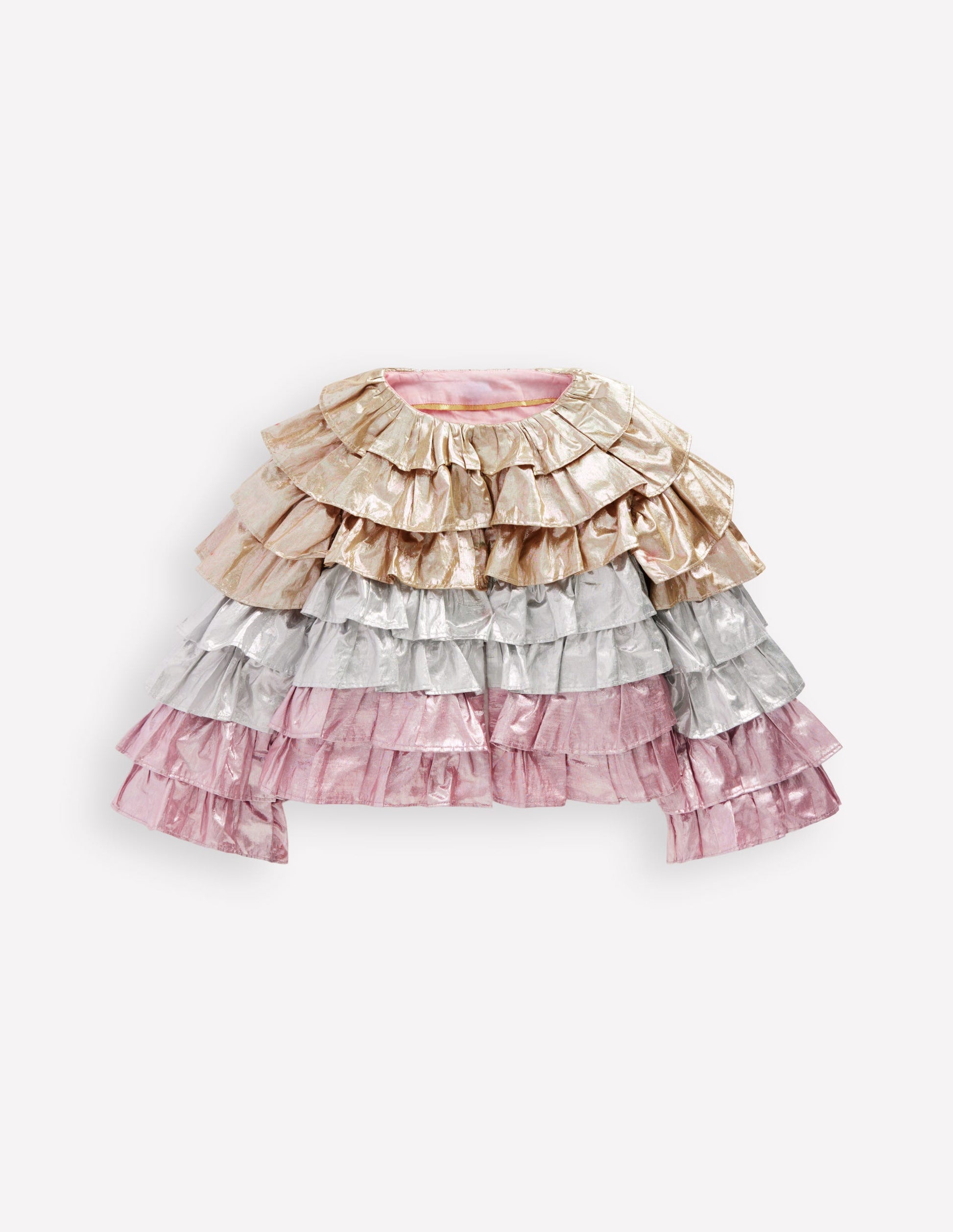 Gestufte Jacke in Metallic-Optik-Metallic Blockfarben-2