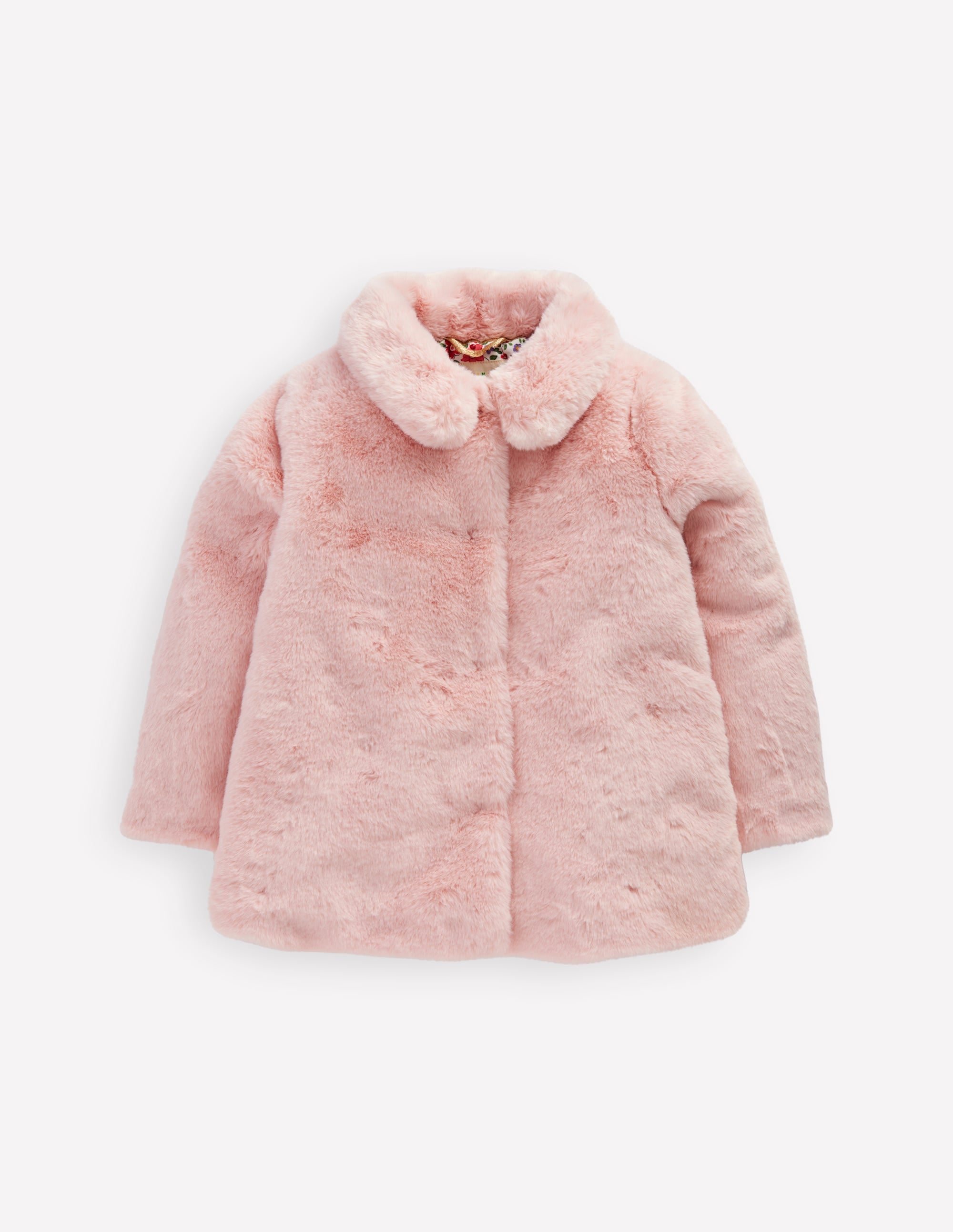 Kunstfellmantel mit Kragen-ROSA - Image 1
