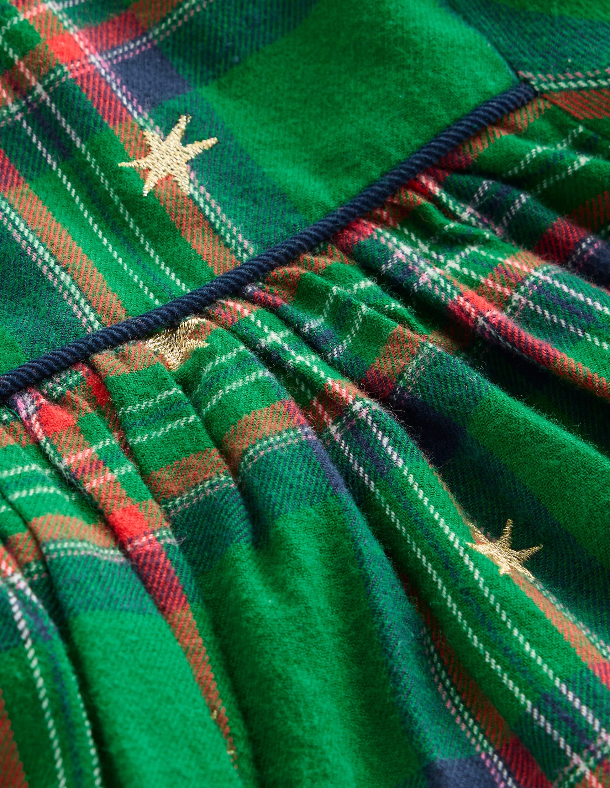 Gewebtes Kleid mit Rüschenausschnitt-Sterne Kariert-3