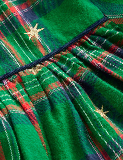 Gewebtes Kleid mit Rüschenausschnitt-Sterne Kariert-3