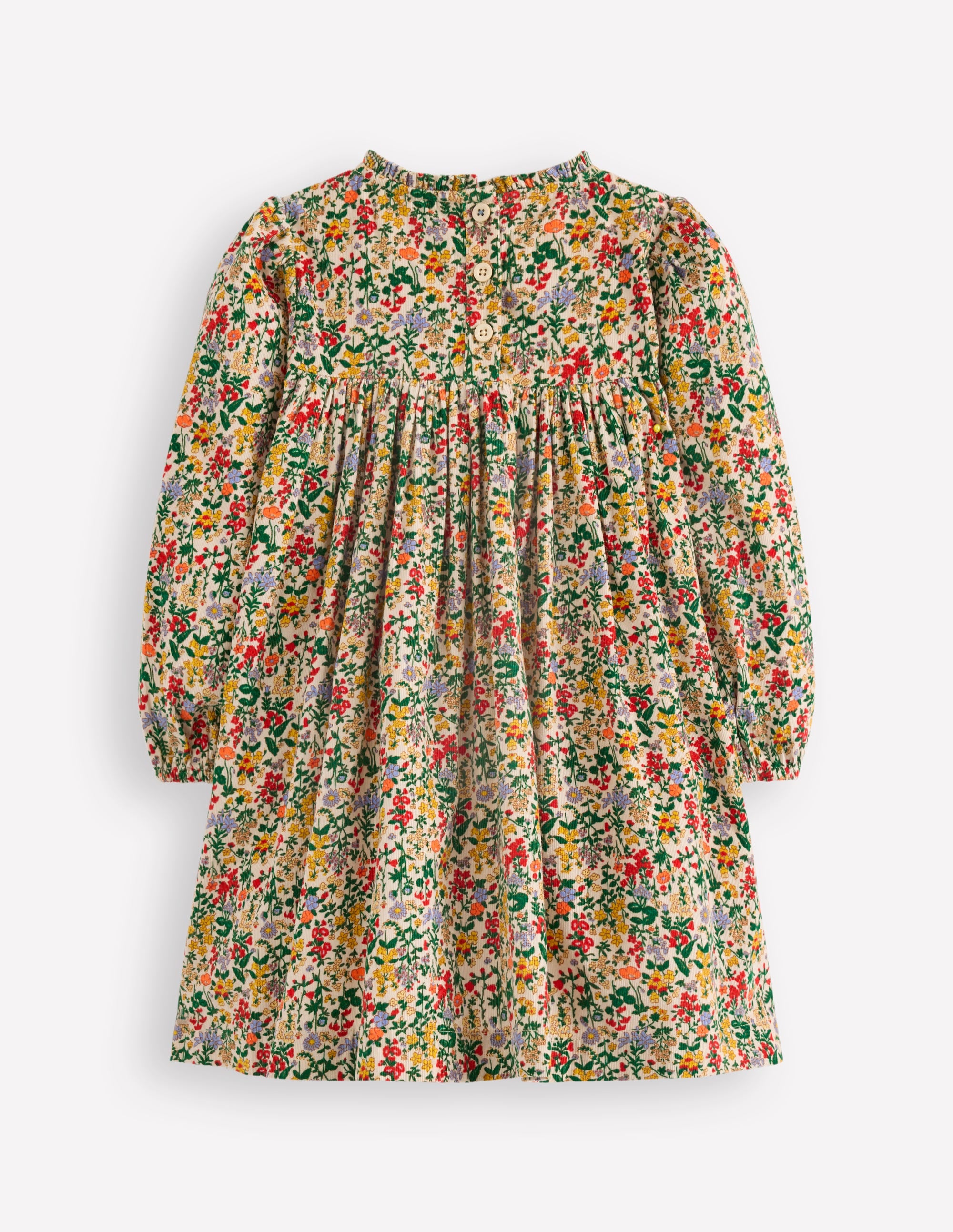 Gewebtes Kleid mit Rüschenausschnitt-Sanftes Naturweiß Blumenwiese - Image 2