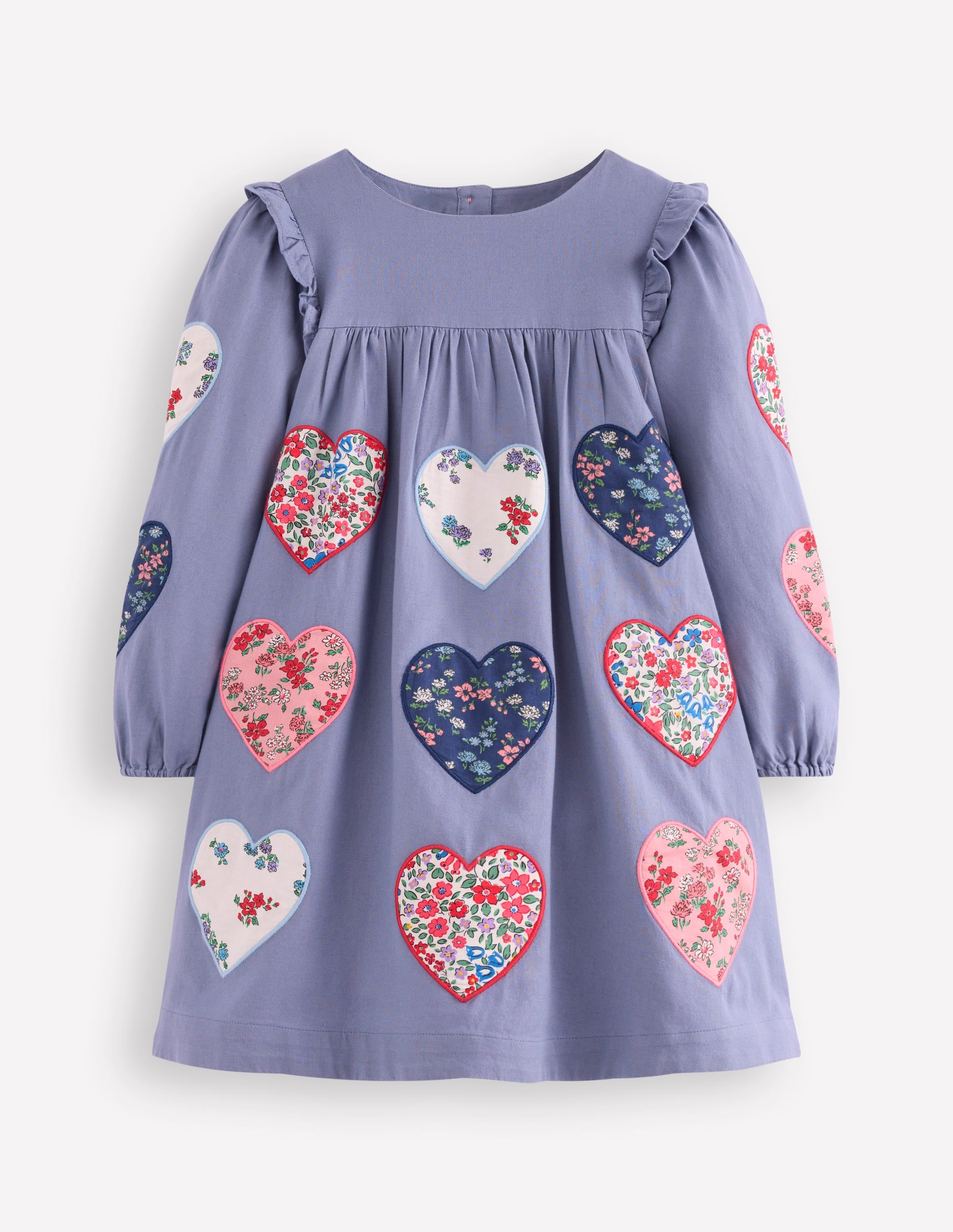 Kleid mit Herzapplikation-Staubblau Herzen - Image 2