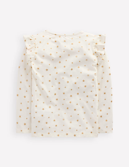 Langarmshirt mit Rüschenärmeln und Applikation-Naturweis Feen-2