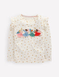 Langarmshirt mit Rüschenärmeln und Applikation-Naturweis Feen