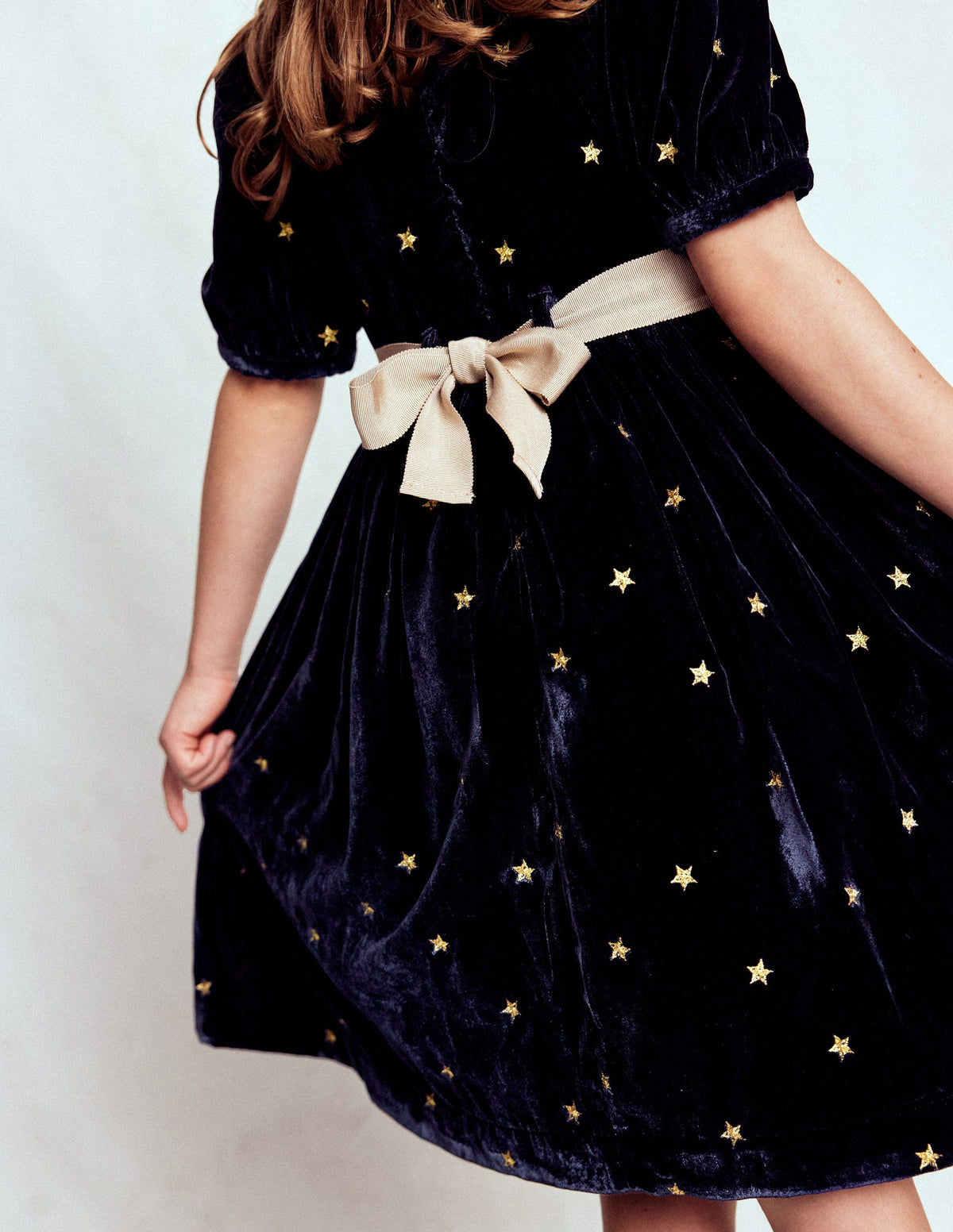 Samt-Partykleid-Schuluniform-Marineblau Gold Sterne - Image 2