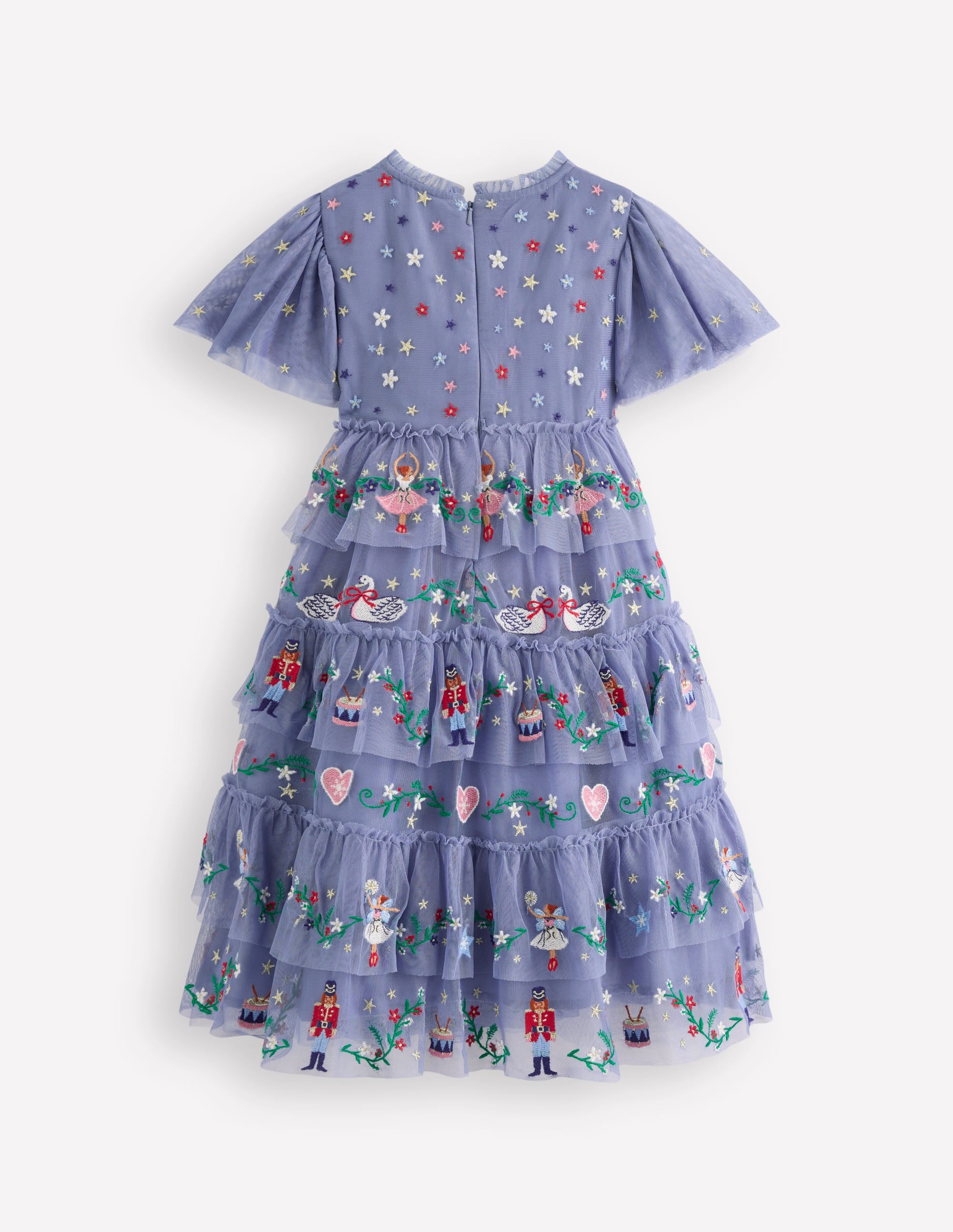 Robe brodée en tulle à volants-Broderie bleue Stormbolt - Image 2