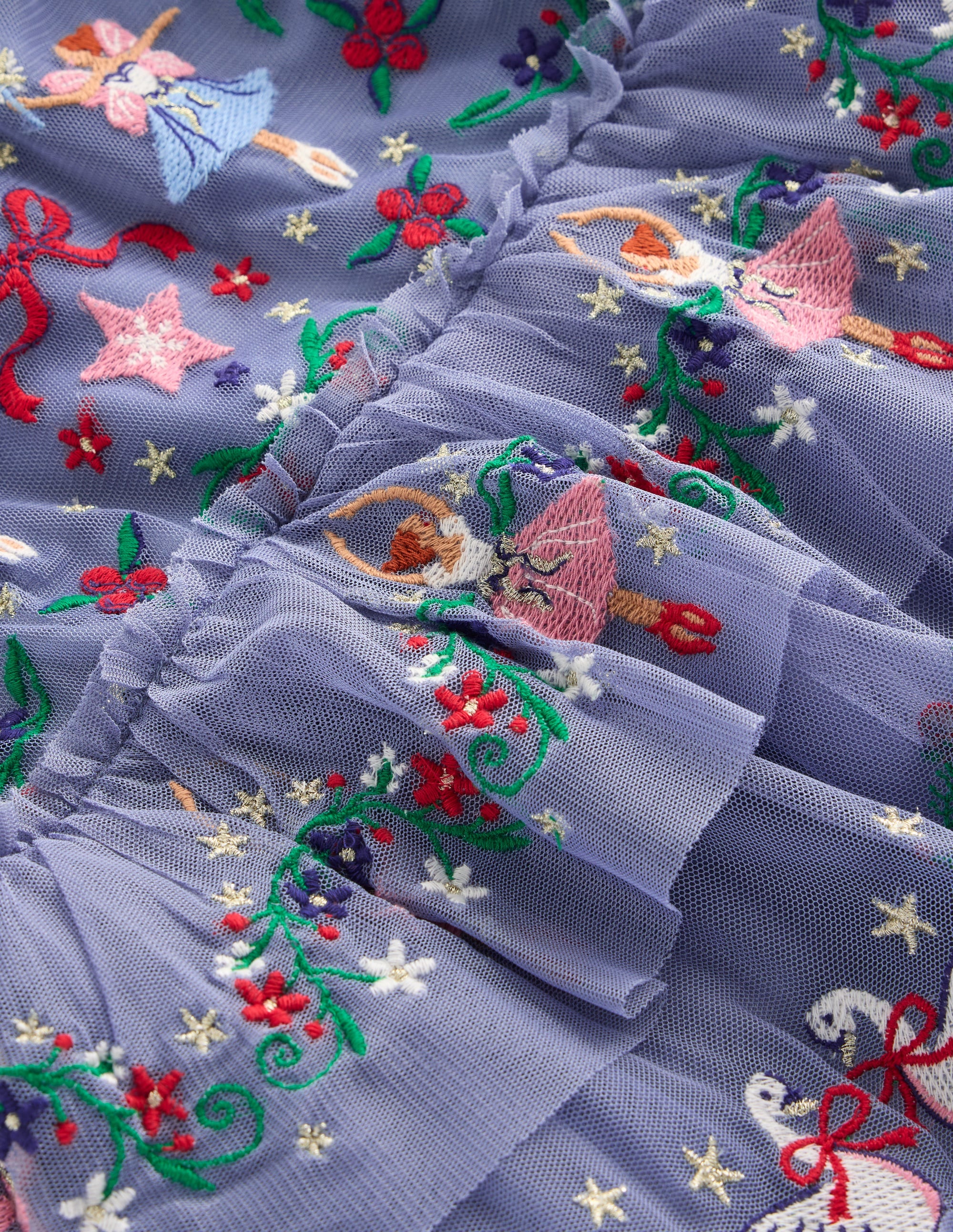 Robe brodée en tulle à volants-Broderie bleue Stormbolt - Image 3