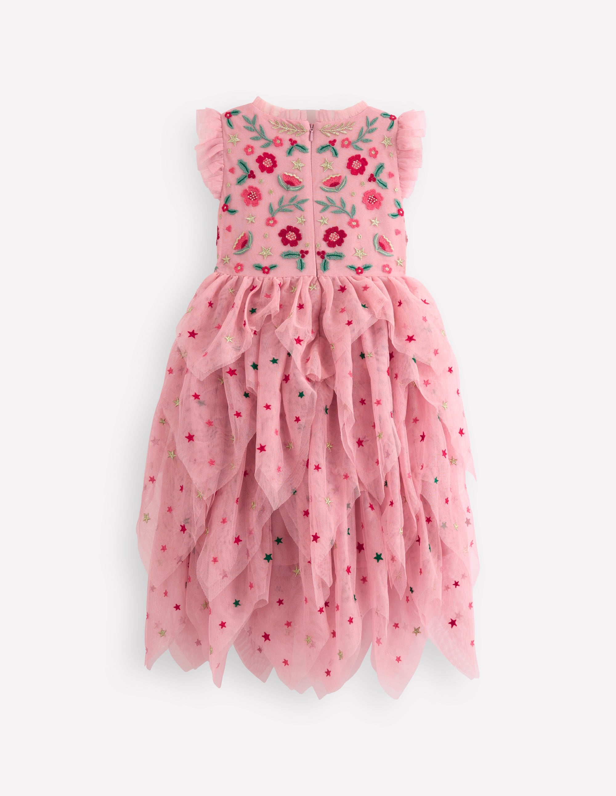 Gestuftes Partykleid aus Tüll-Vintage-Rosa Stickerei - Image 2