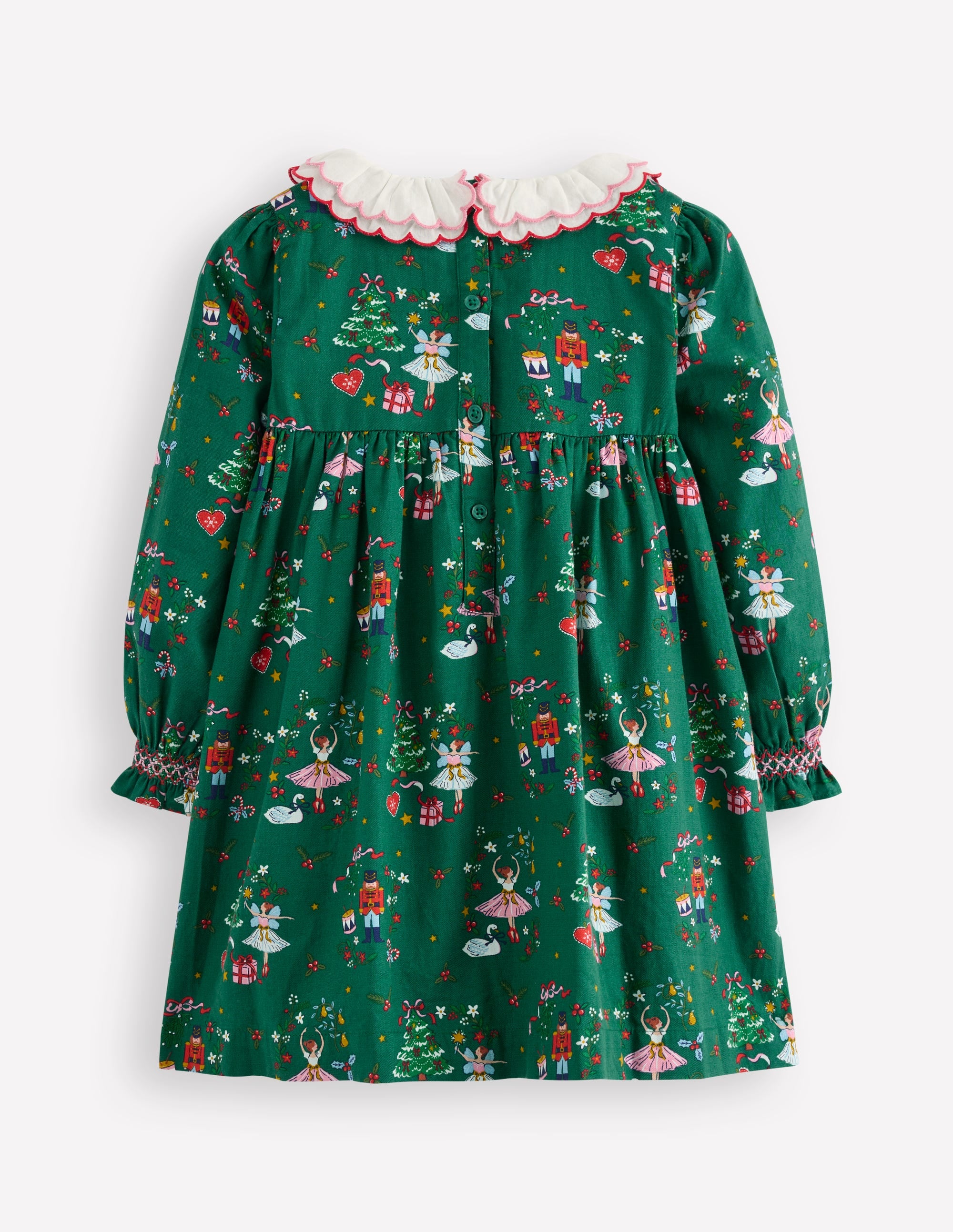 Gemütliches, gesmoktes Kleid mit Kragen-Alpengrün Nussknacker - Image 2