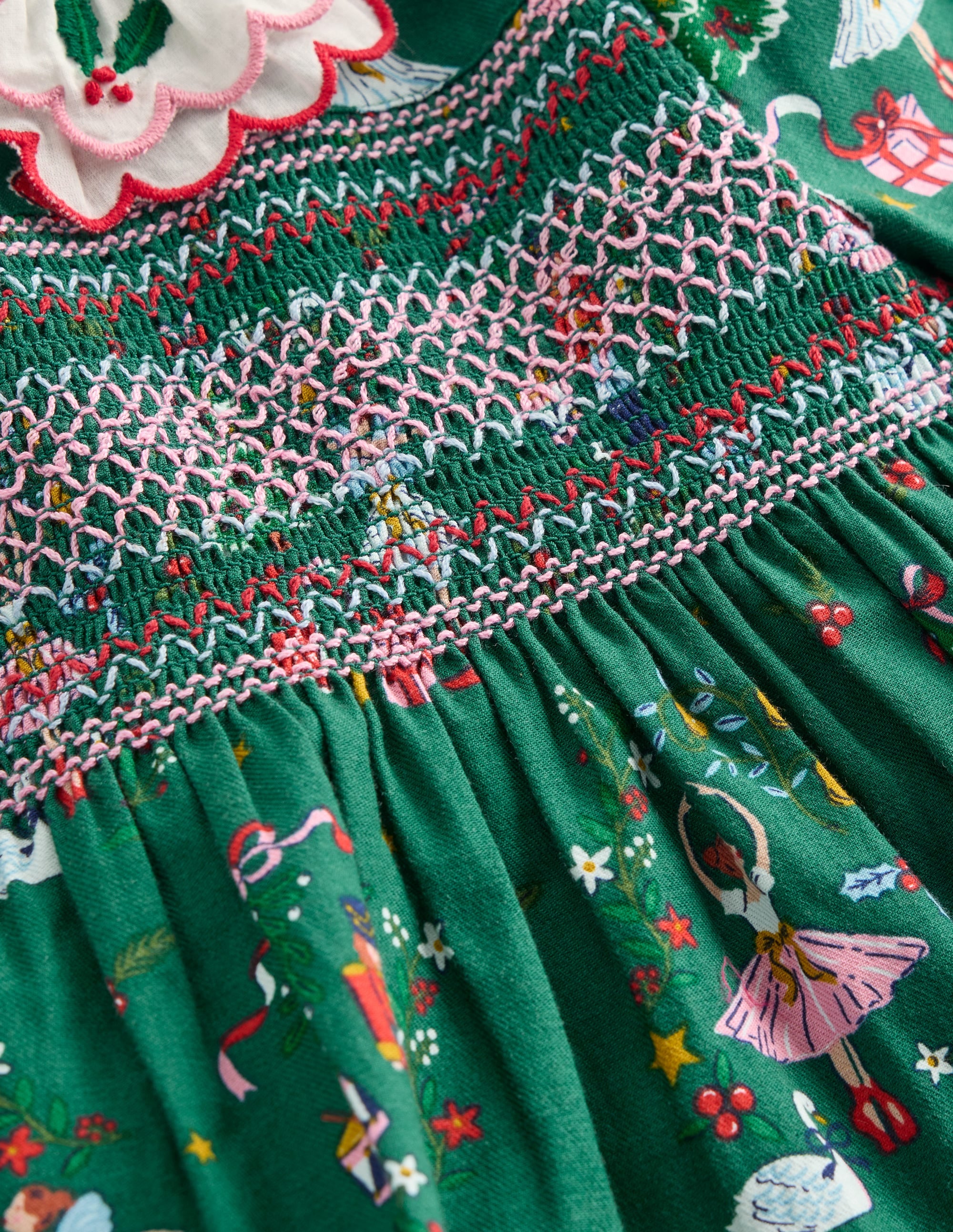 Gemütliches, gesmoktes Kleid mit Kragen-Alpengrün Nussknacker - Image 3