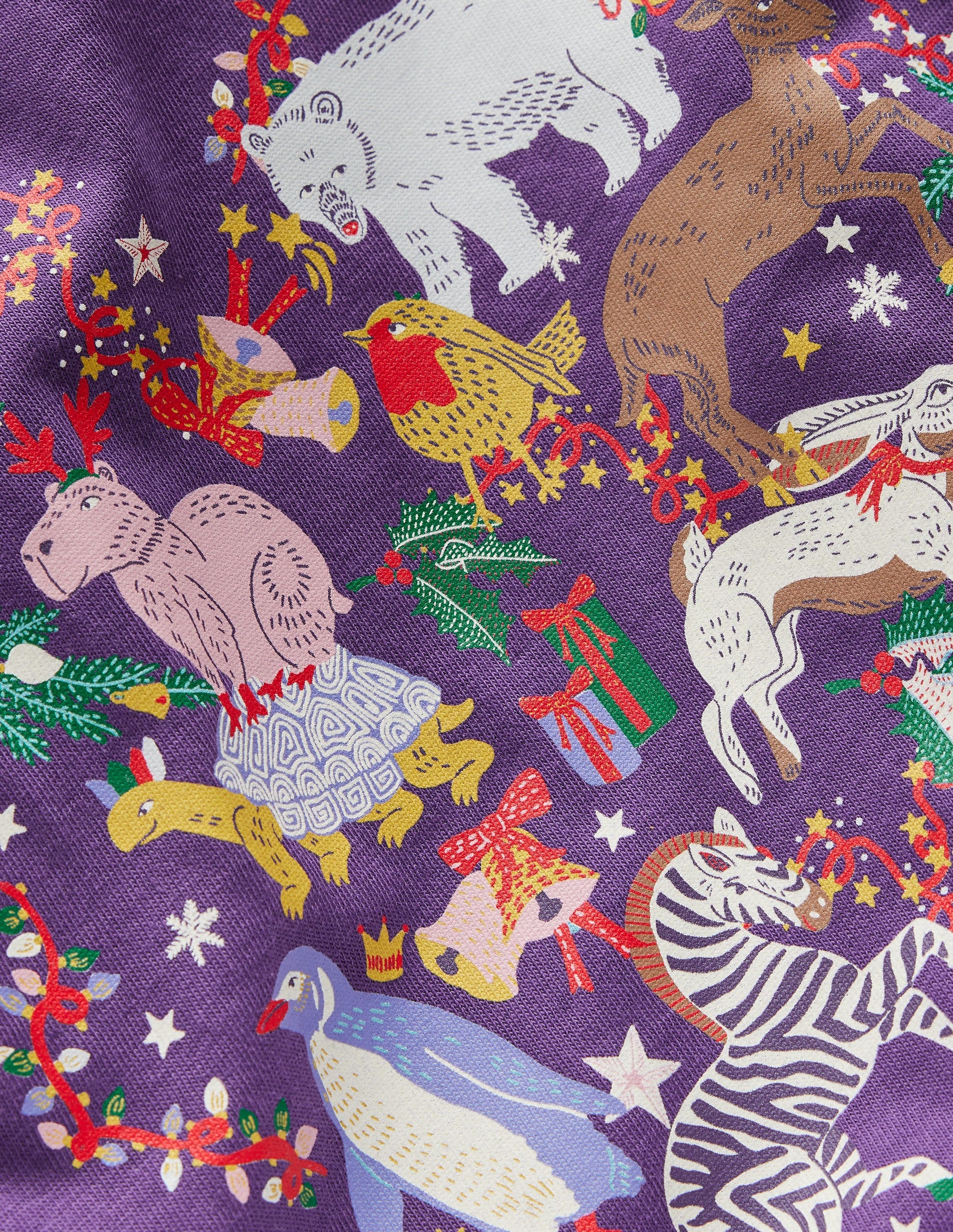 Im Dunkeln leuchtendes Langarmshirt-Mystisches Violett Herz mit Tieren-3