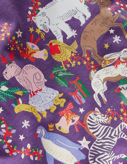 Im Dunkeln leuchtendes Langarmshirt-Mystisches Violett Herz mit Tieren-3