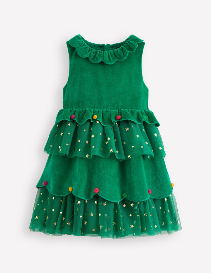 Tüllkleid mit Weihnachtsbaum-Waldgrün