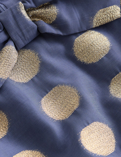 Partykleid mit Ballonsaum-Schuluniform-Marineblau Goldene Punkte-7