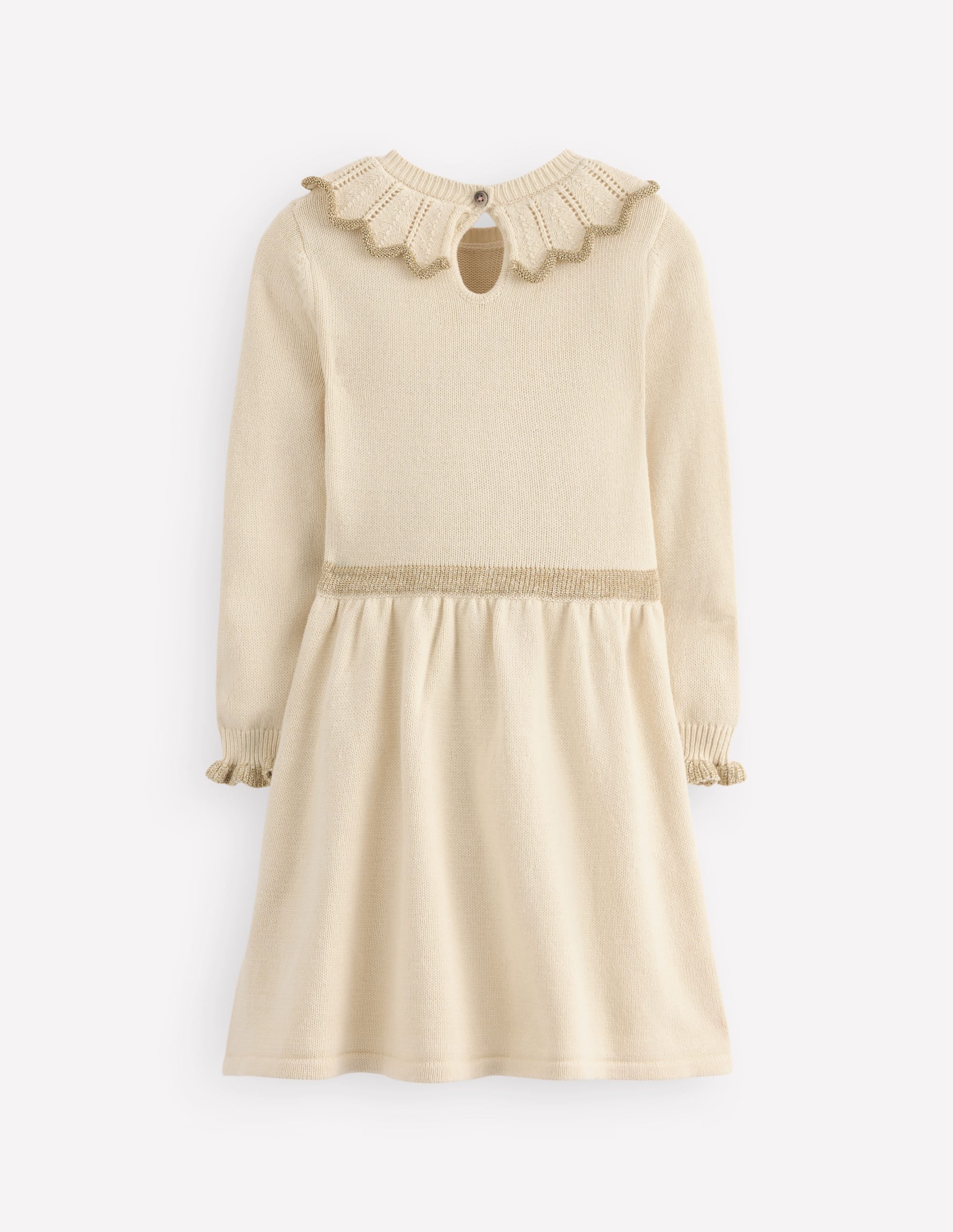 Hübsches Strickkleid mit Kragen-Sanftes Naturweiß - Image 2
