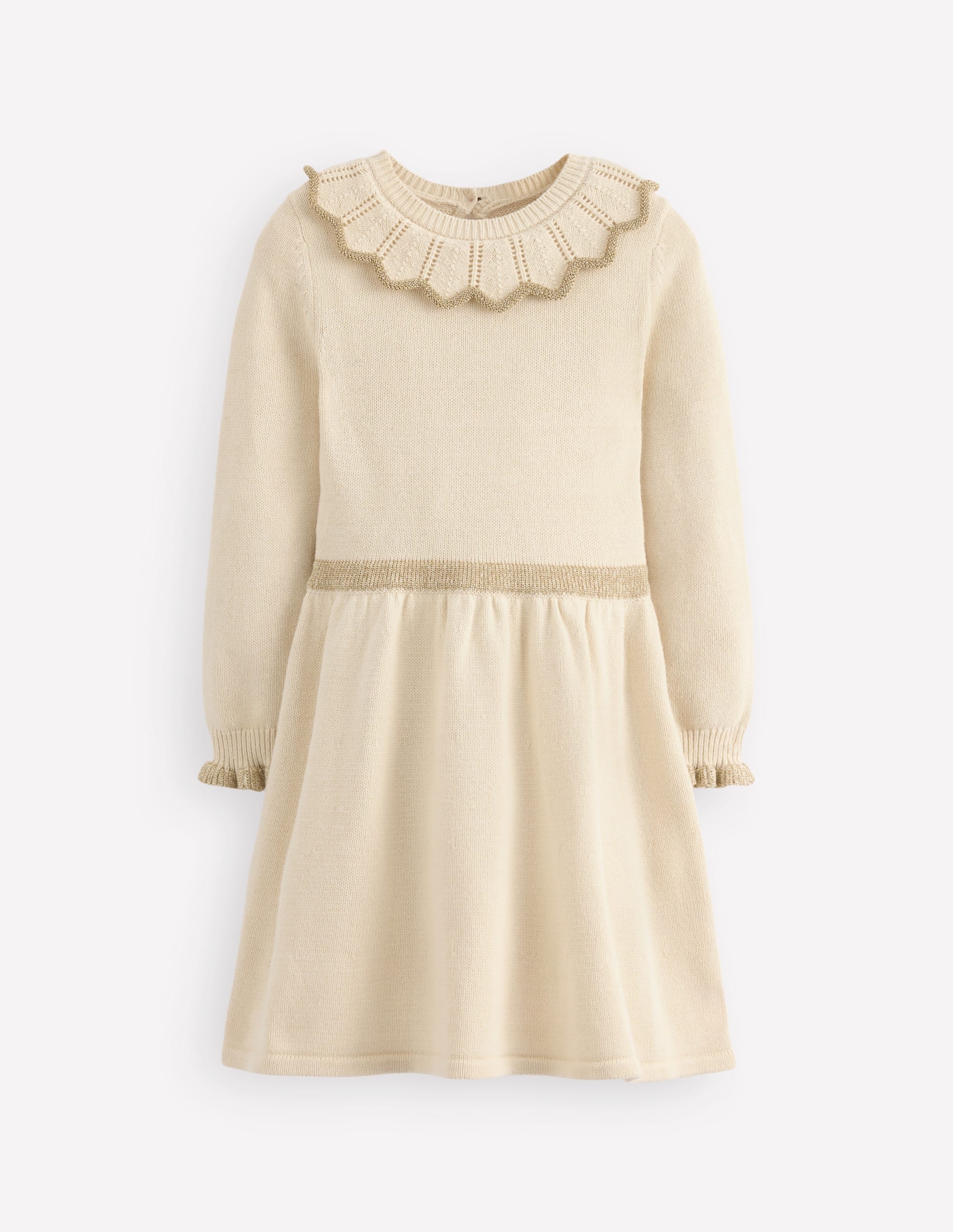 Hübsches Strickkleid mit Kragen-Sanftes Naturweiß - Image 1