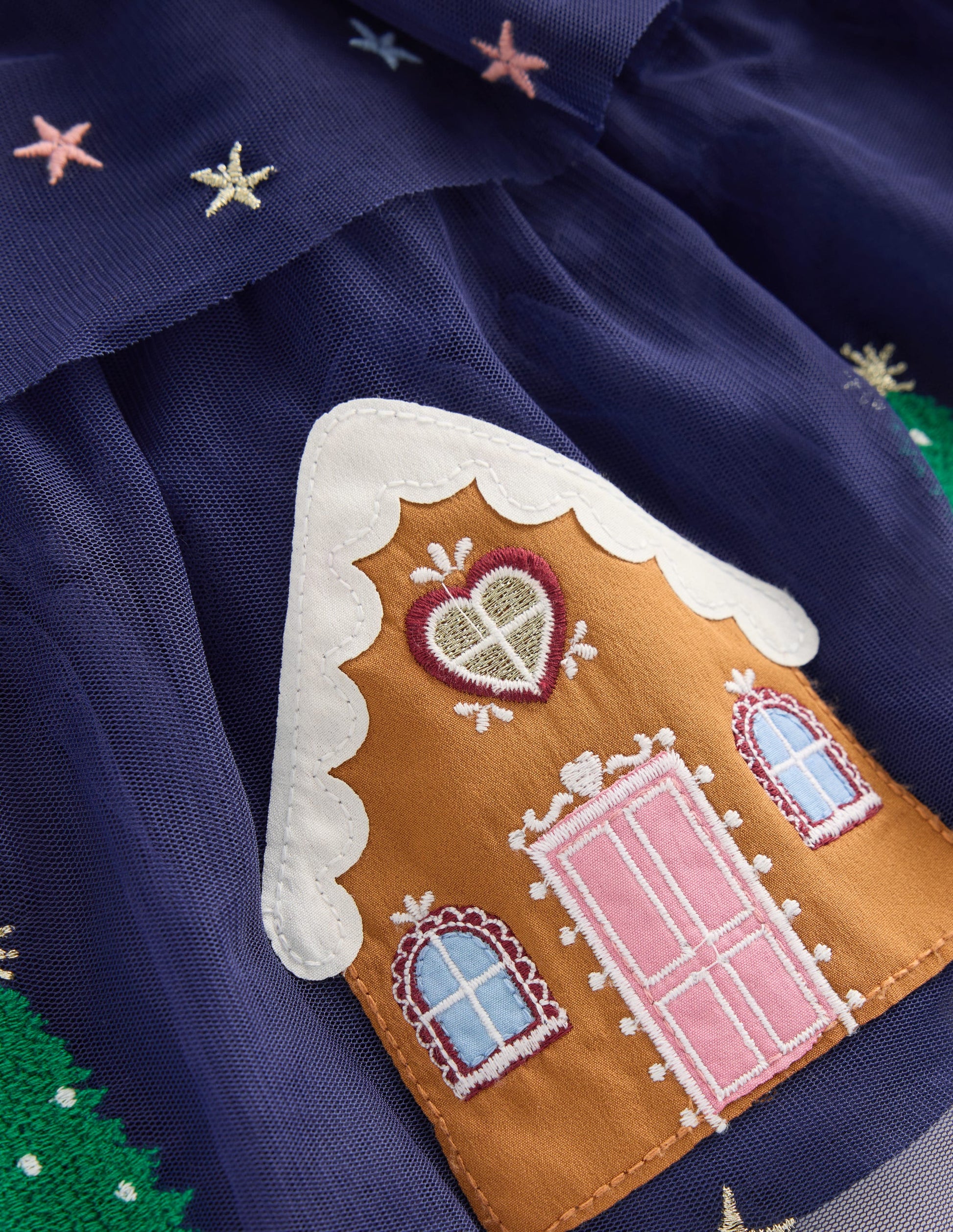 Gestuftes Tüll-Lebkuchenkleid-Mittelalterliches Blau-6