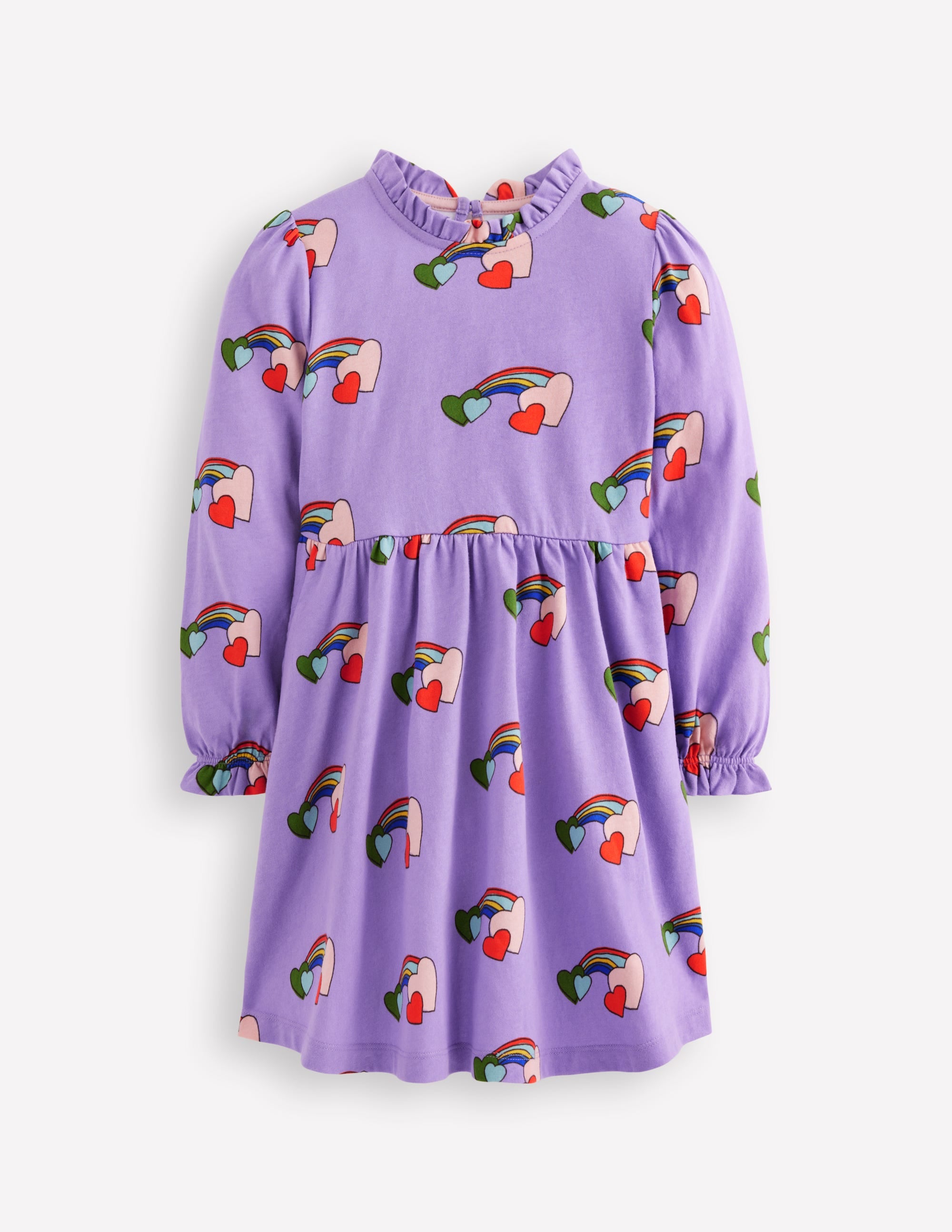 Blouson Sleeve Jersey Dress-Purple Love Rainbow - Image 1
