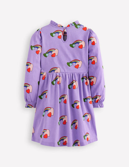 Robe en jersey à manches blousantes-Motif Love Rainbow violet-3