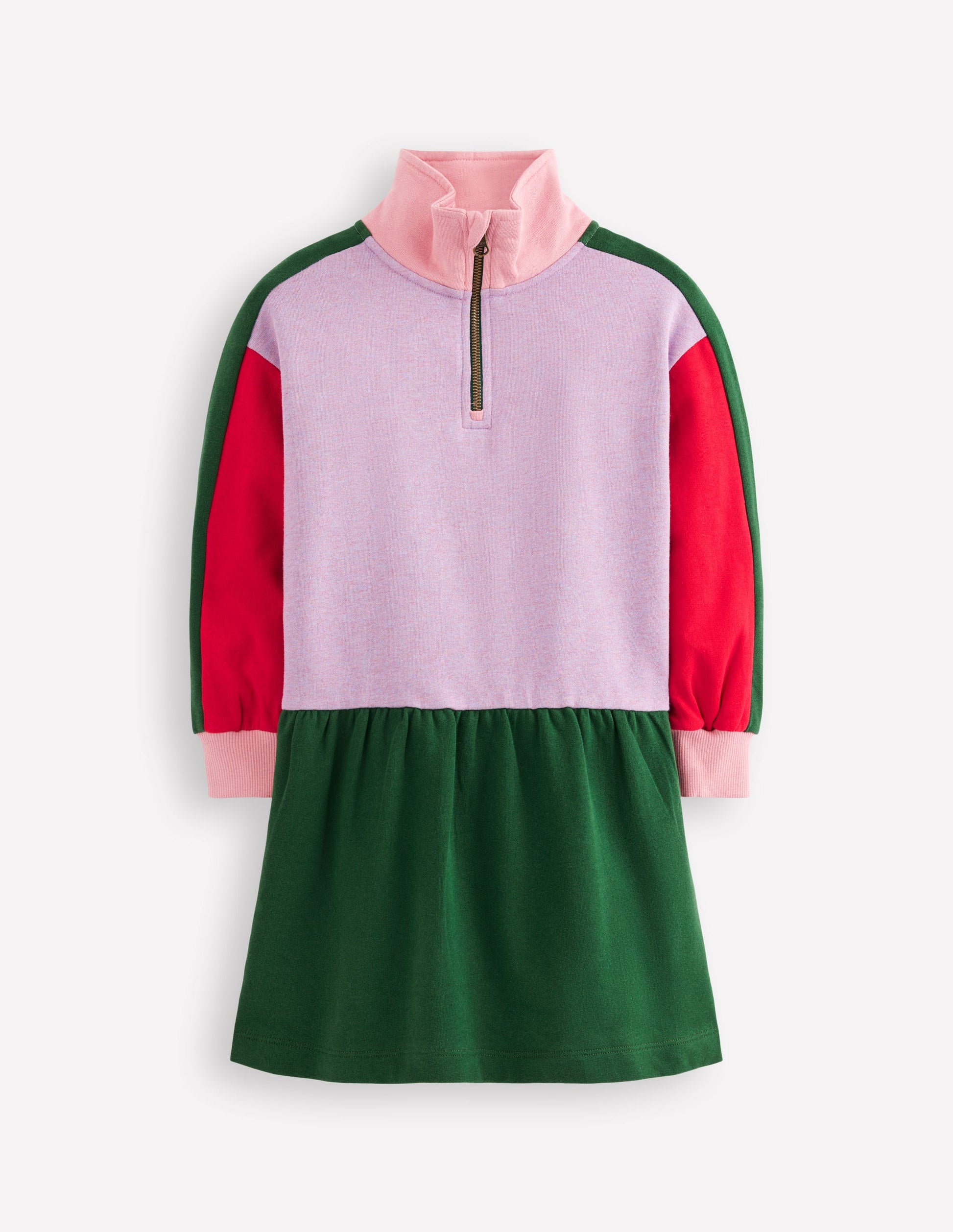 Robe-sweat partiellement zippée-Colourblock chiné-2