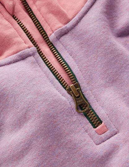 Robe-sweat partiellement zippée-Colourblock chiné-4