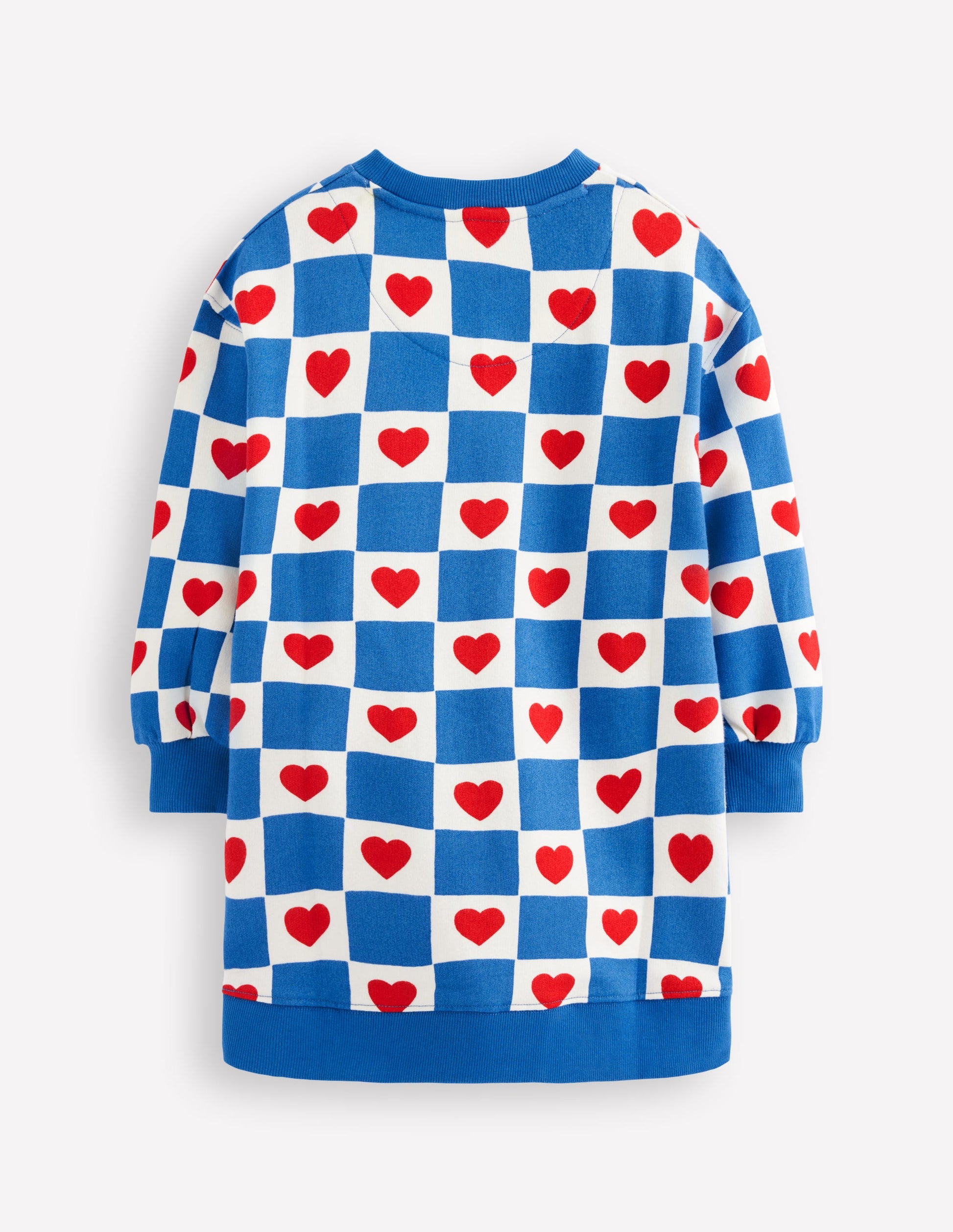 Robe-sweat décontractée-Motif Heart Stamp bleu-4