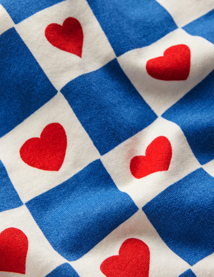 Robe-sweat décontractée-Motif Heart Stamp bleu-5