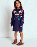 Robe-sweat décontractée-Oiseaux bleu marine universitaire