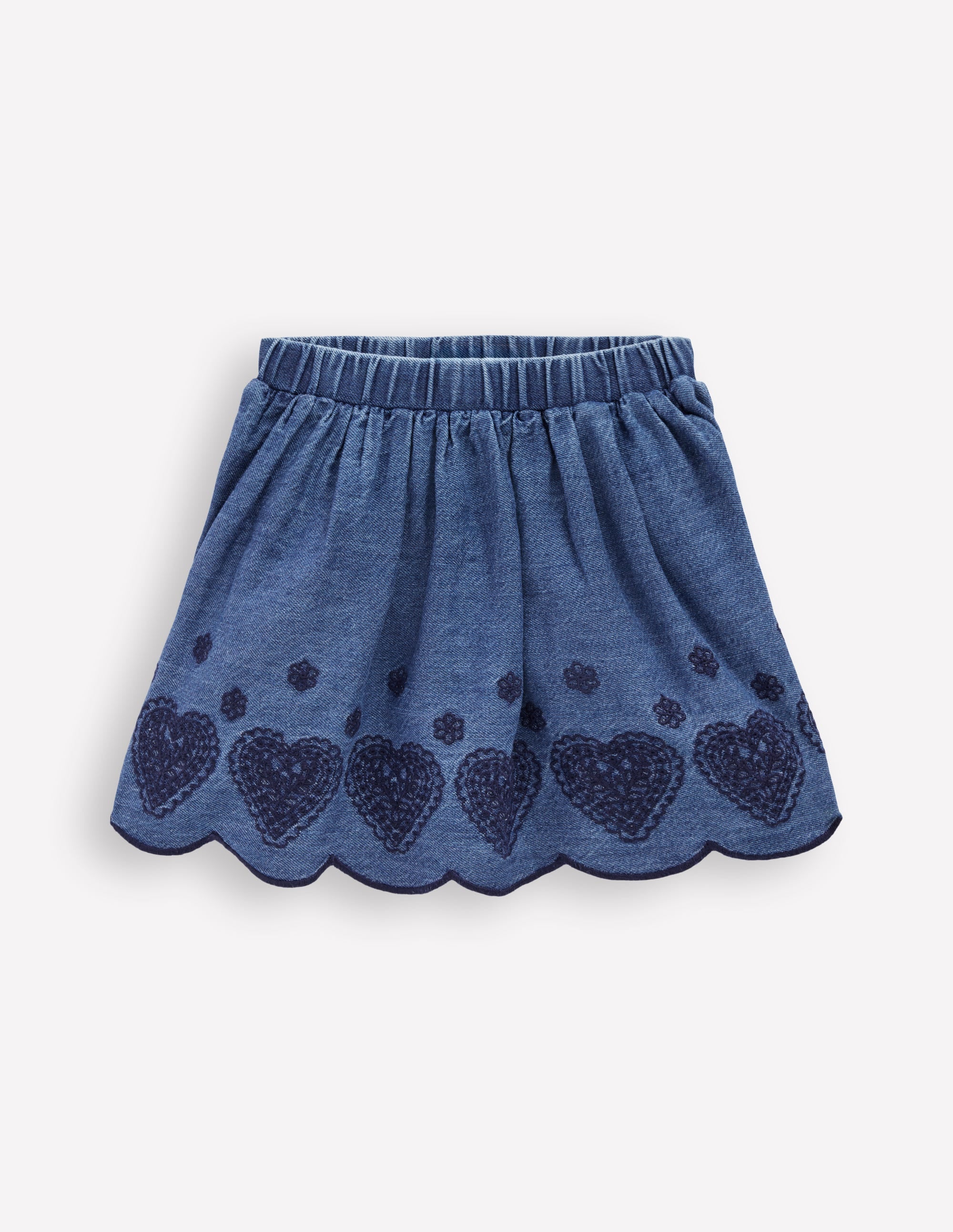 Bestickter Rock zum Hineinschlüpfen-Blauer Faux-Uni - Image 3