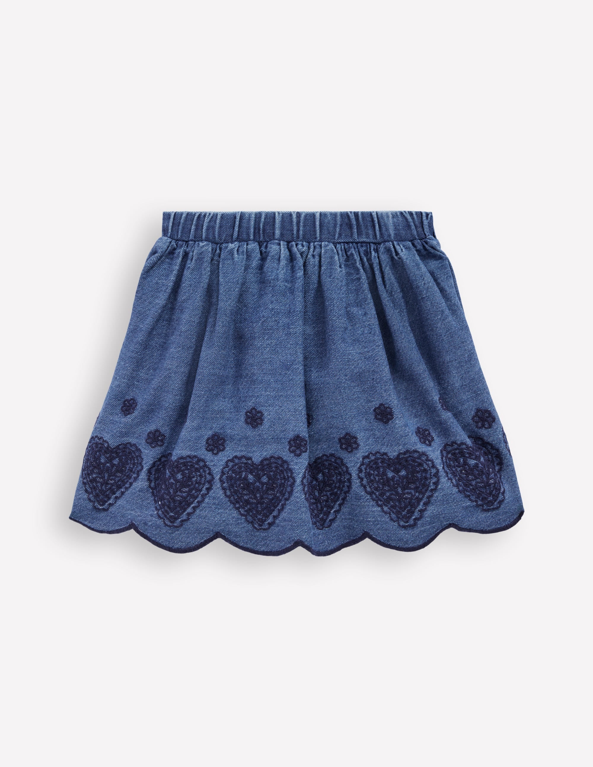 Bestickter Rock zum Hineinschlüpfen-Blauer Faux-Uni - Image 4