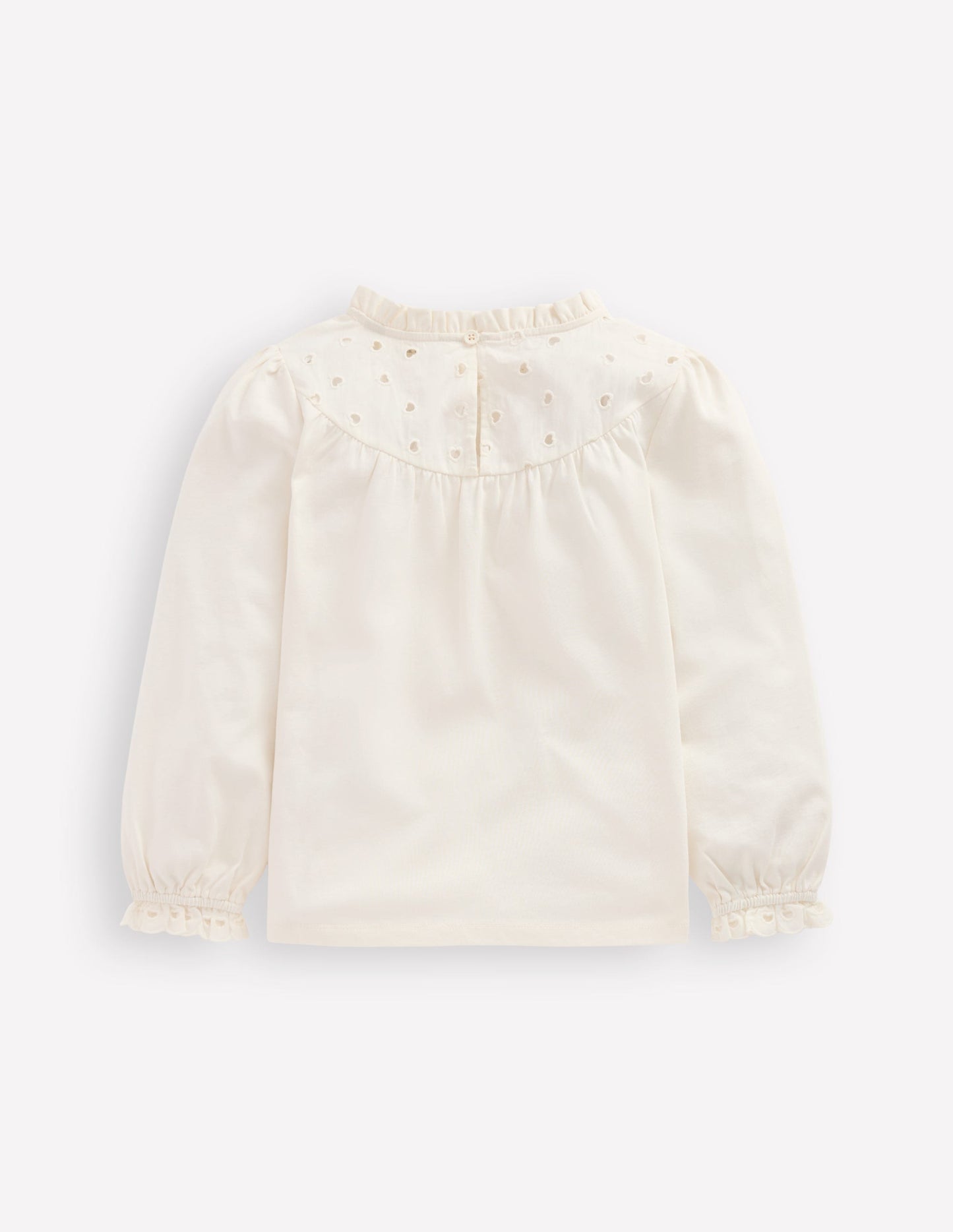 Top en jersey et broderie anglaise cœur-Ivoire doux