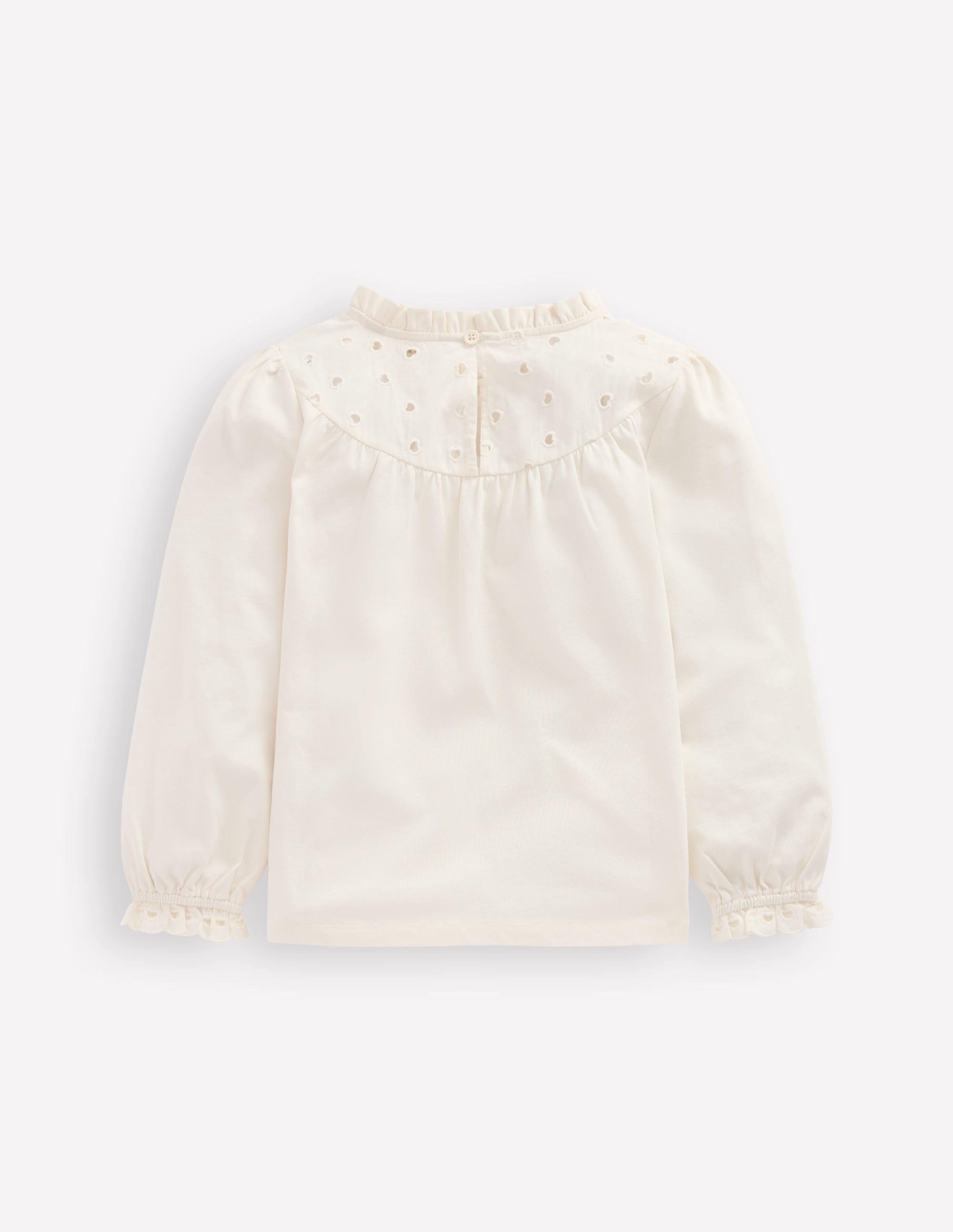 Top en jersey et broderie anglaise cœur-Ivoire doux - Image 2