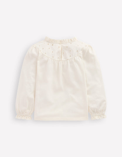 Top en jersey et broderie anglaise cœur-Ivoire doux-2