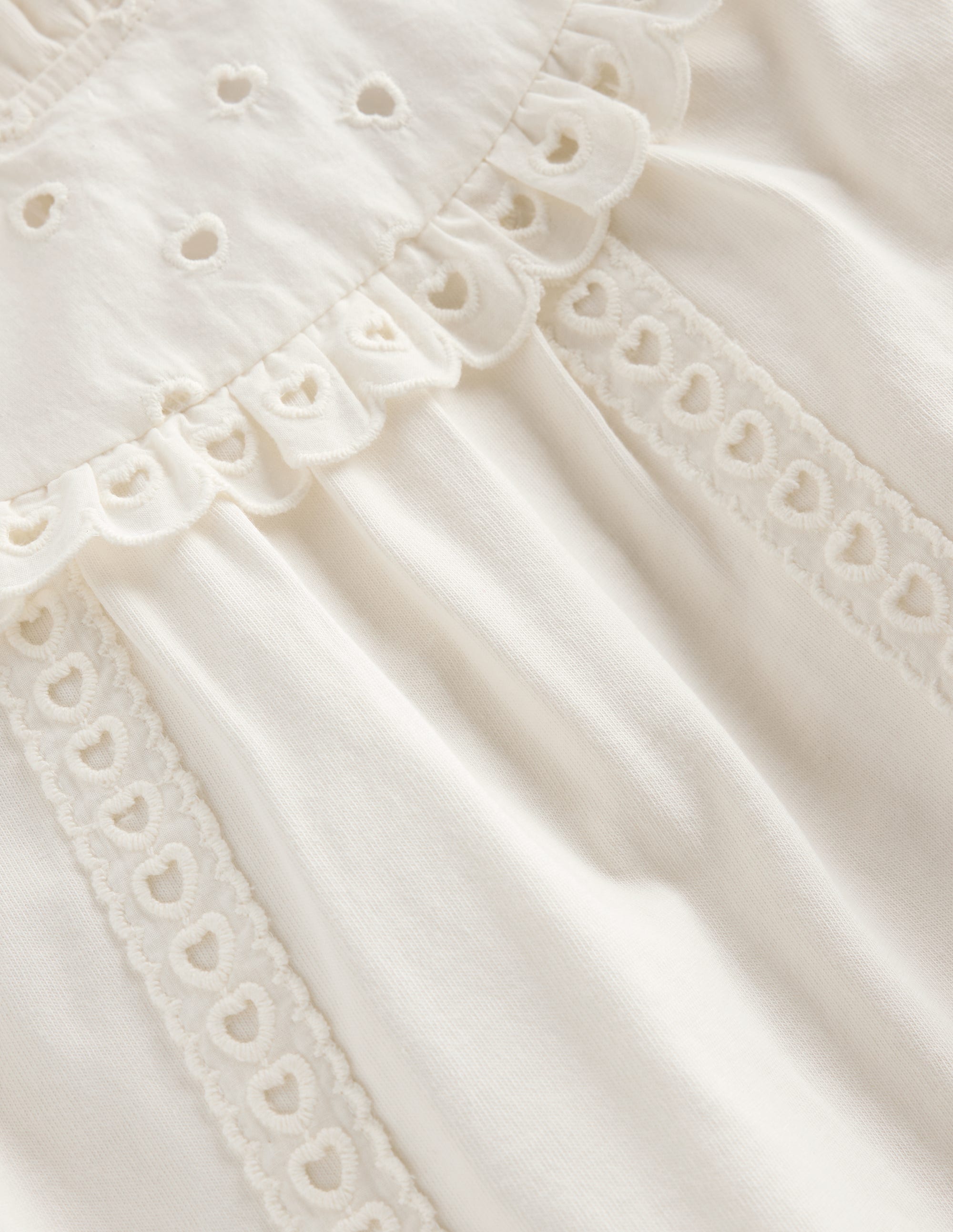 Top en jersey et broderie anglaise cœur-Ivoire doux - Image 3