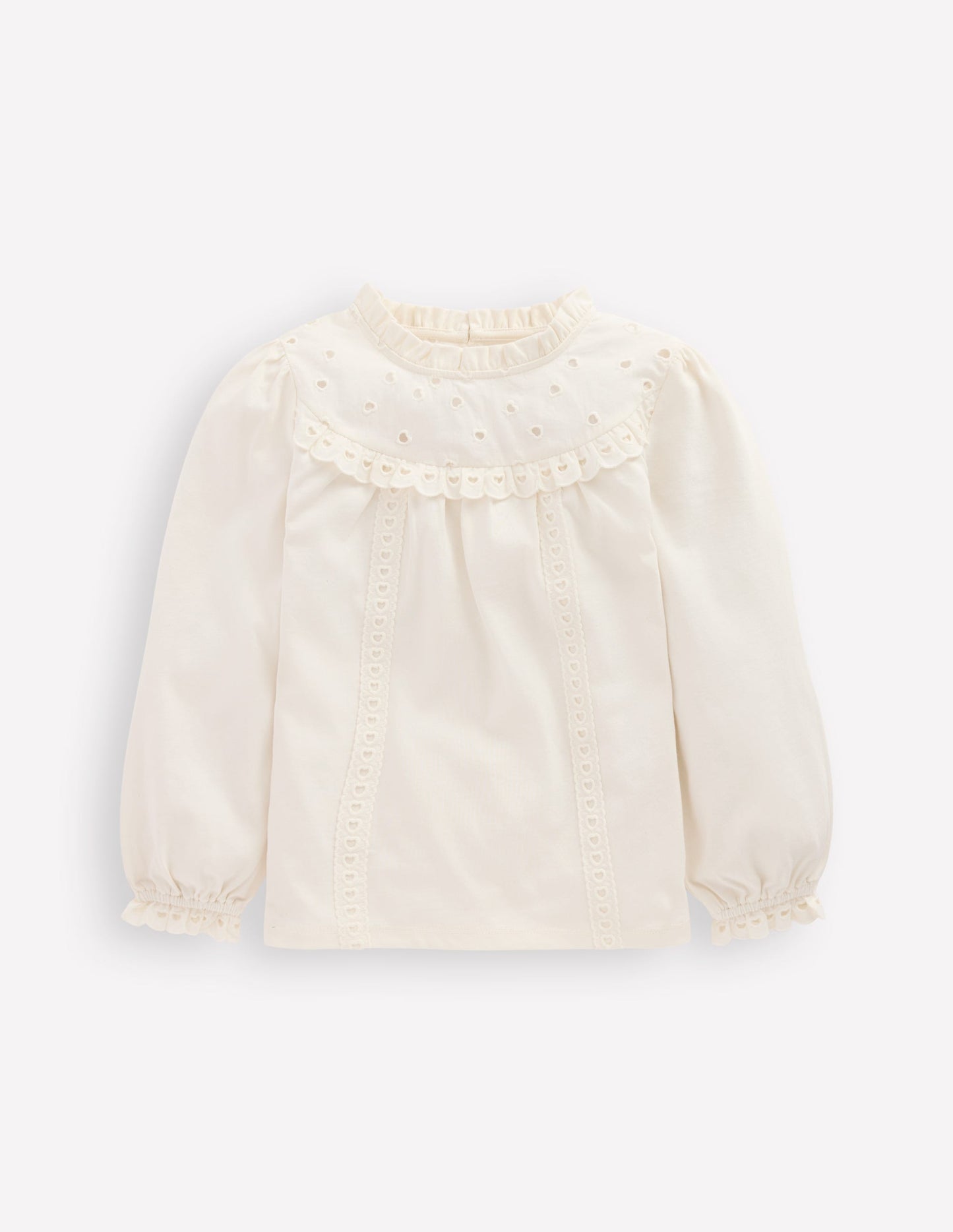 Top en jersey et broderie anglaise cœur-Ivoire doux