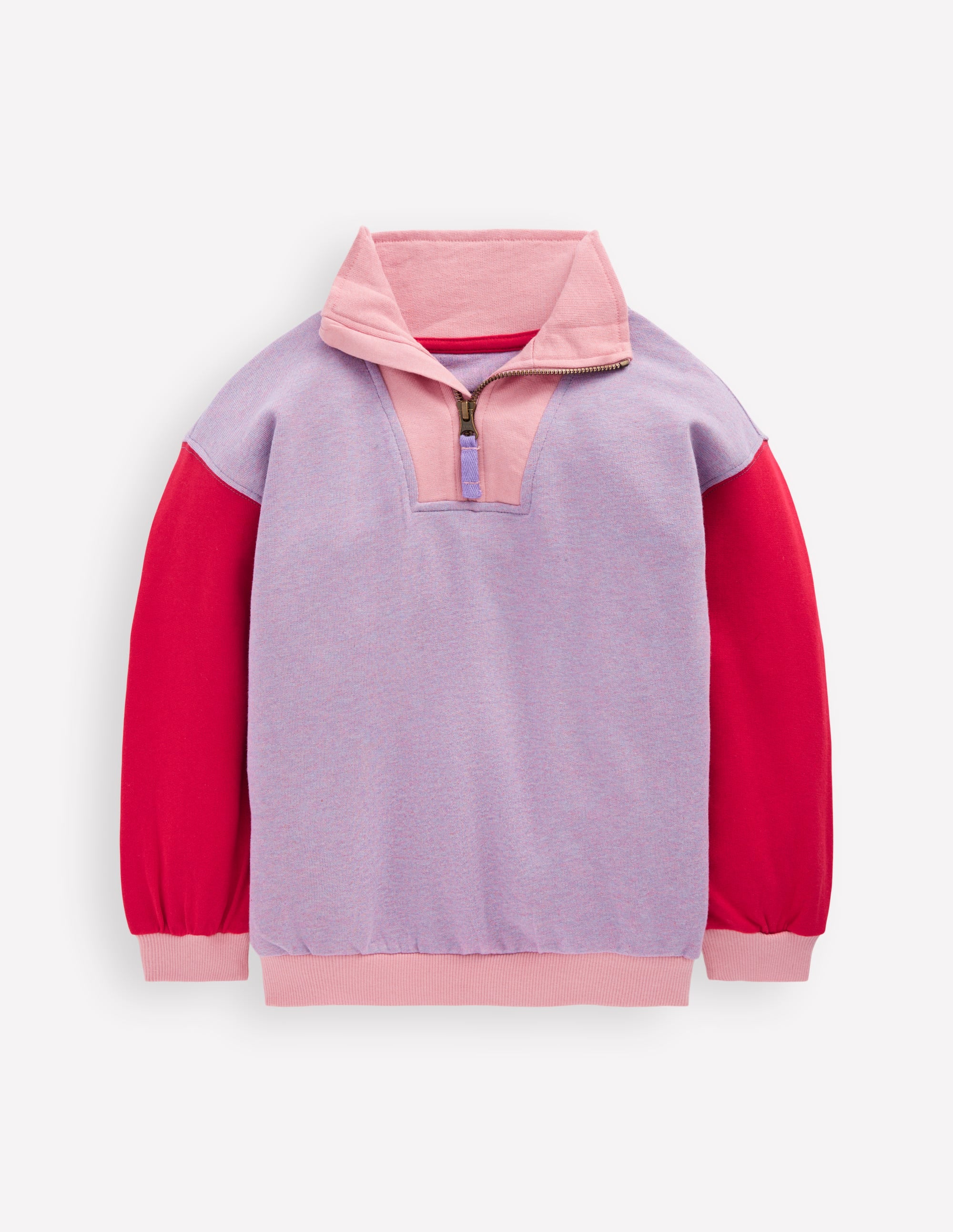Sweatshirt mit Halbreißverschluss-Lila/Rot - Image 2