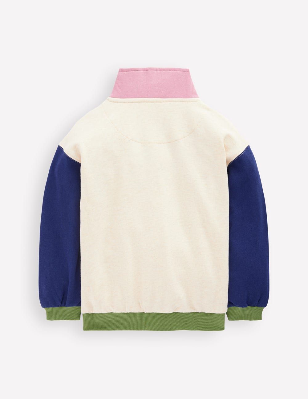 Sweatshirt mit Halbreißverschluss-Haferbeige meliert Blockfarben - Image 2