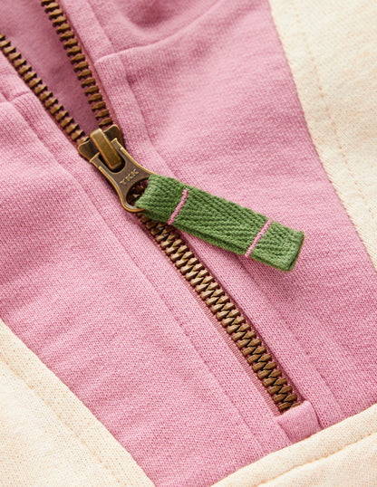 Sweat partiellement zippé-Colourblock avoine chiné-3