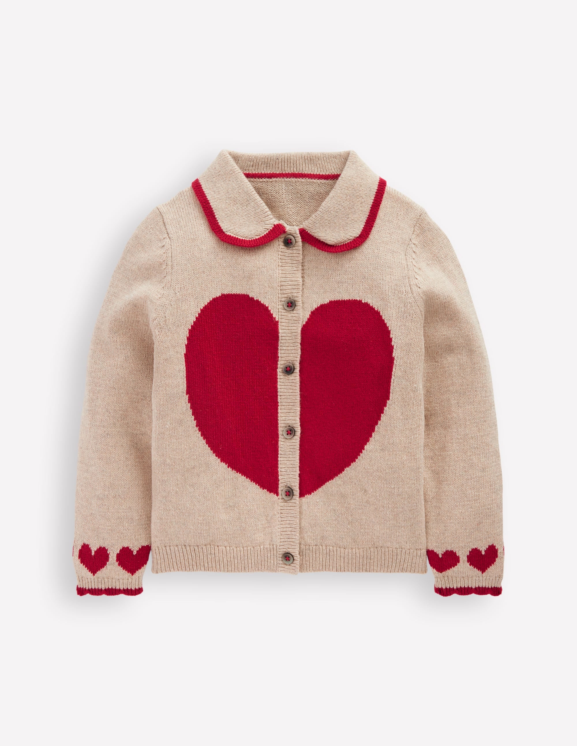 Logo-Strickjacke mit Kragen-Chinchilla Meliert Herz - Image 2