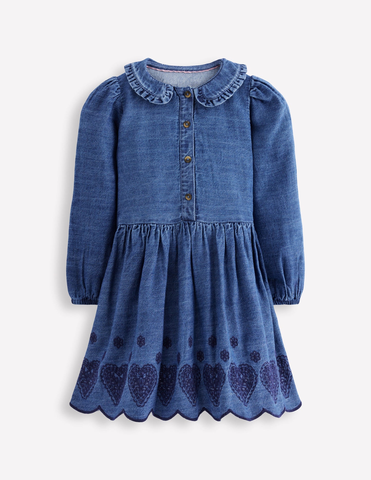 Jolie robe-chemise-Cœurs en broderie anglaise vintage moyen