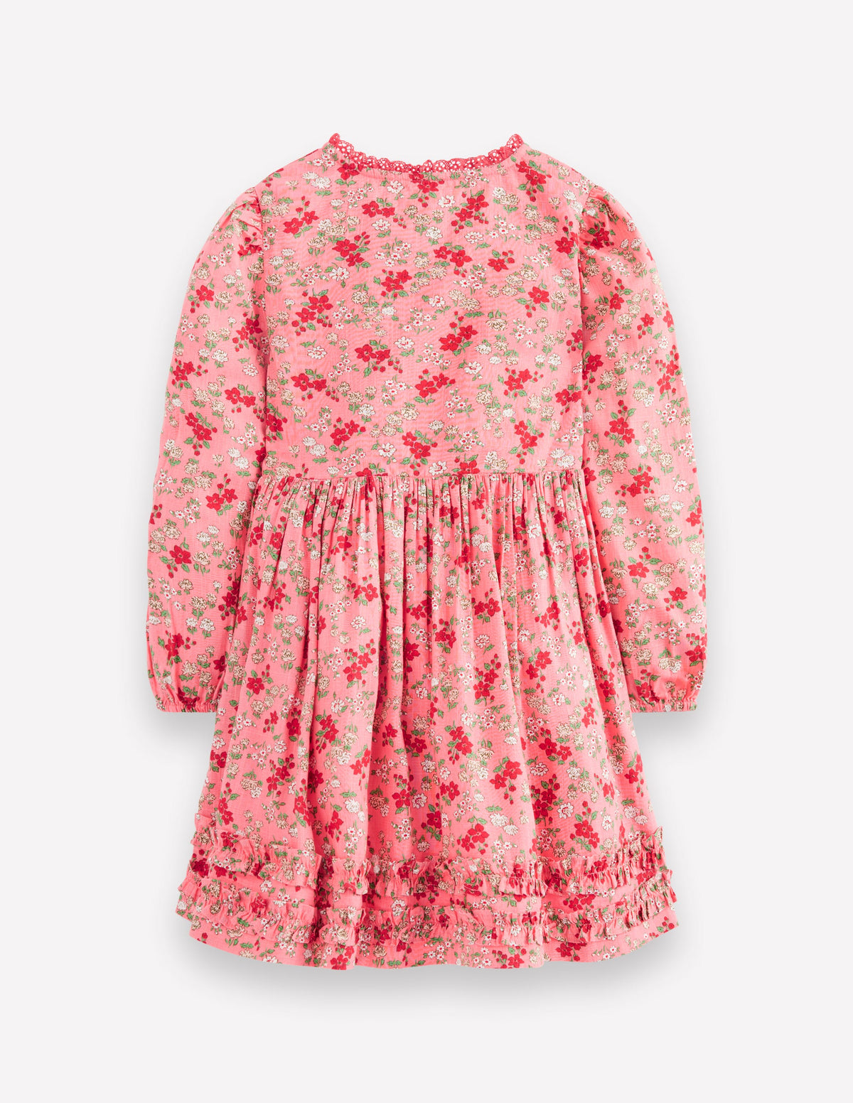 Hübsches Hemdblusenkleid mit Verzierungen-Lachsrosa Wiese Blumenmuster - Image 3