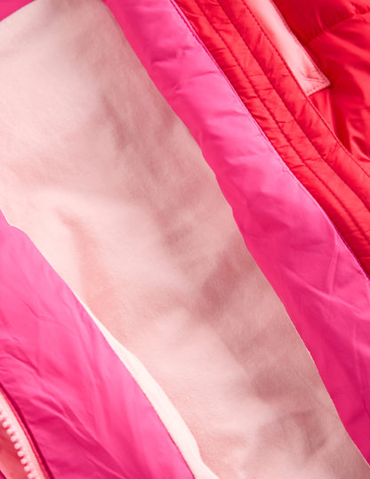 2-in-1 Jacke aus Teddyfell-Mix-Teddyfell Rosa Blockfarben-6