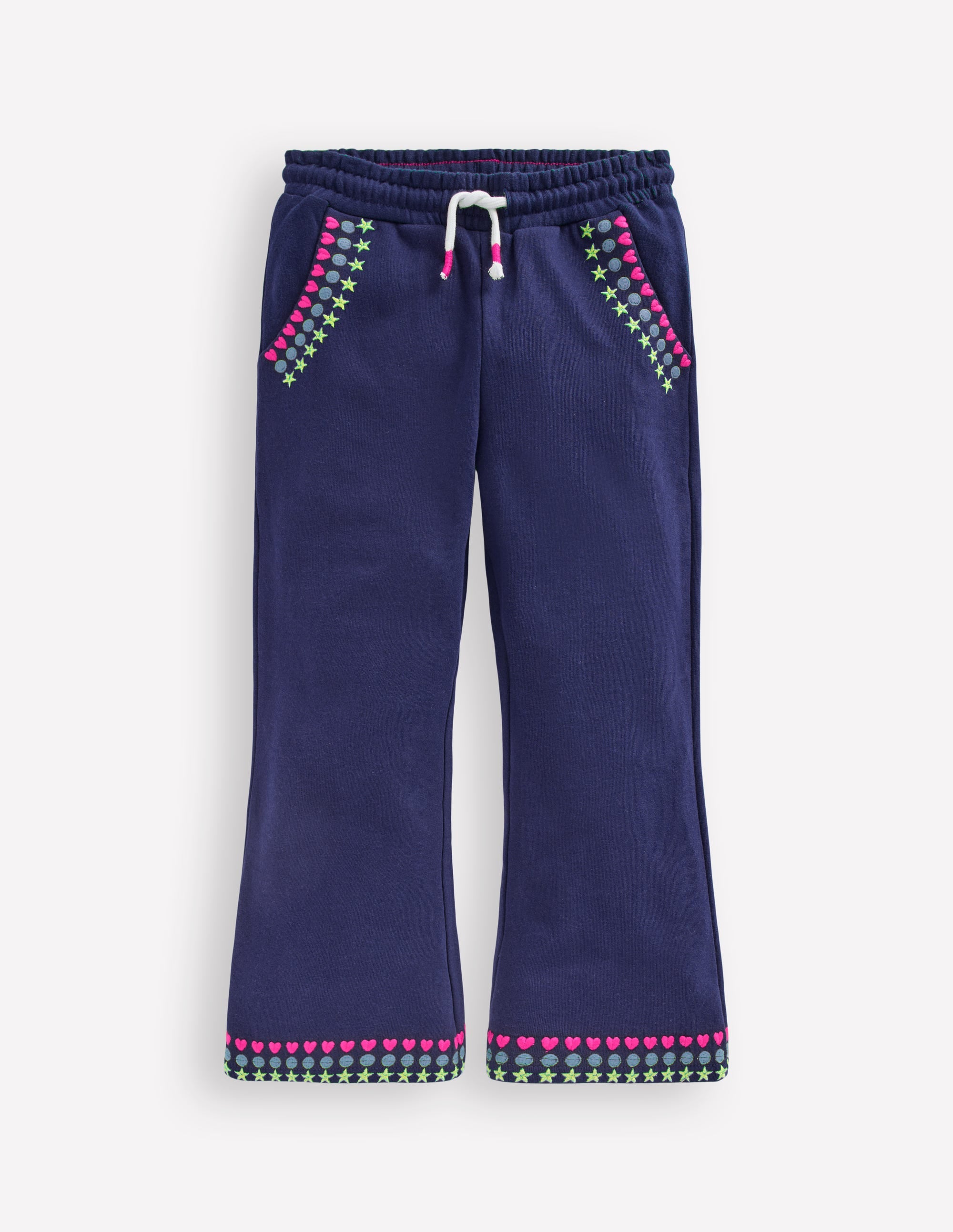 Bestickte Jogginghose mit leichtem Schlag-Schuluniform-Marineblau Stickerei - Image 1