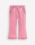Bestickte Jogginghose mit leichtem Schlag-Rosa Schleier Stickerei