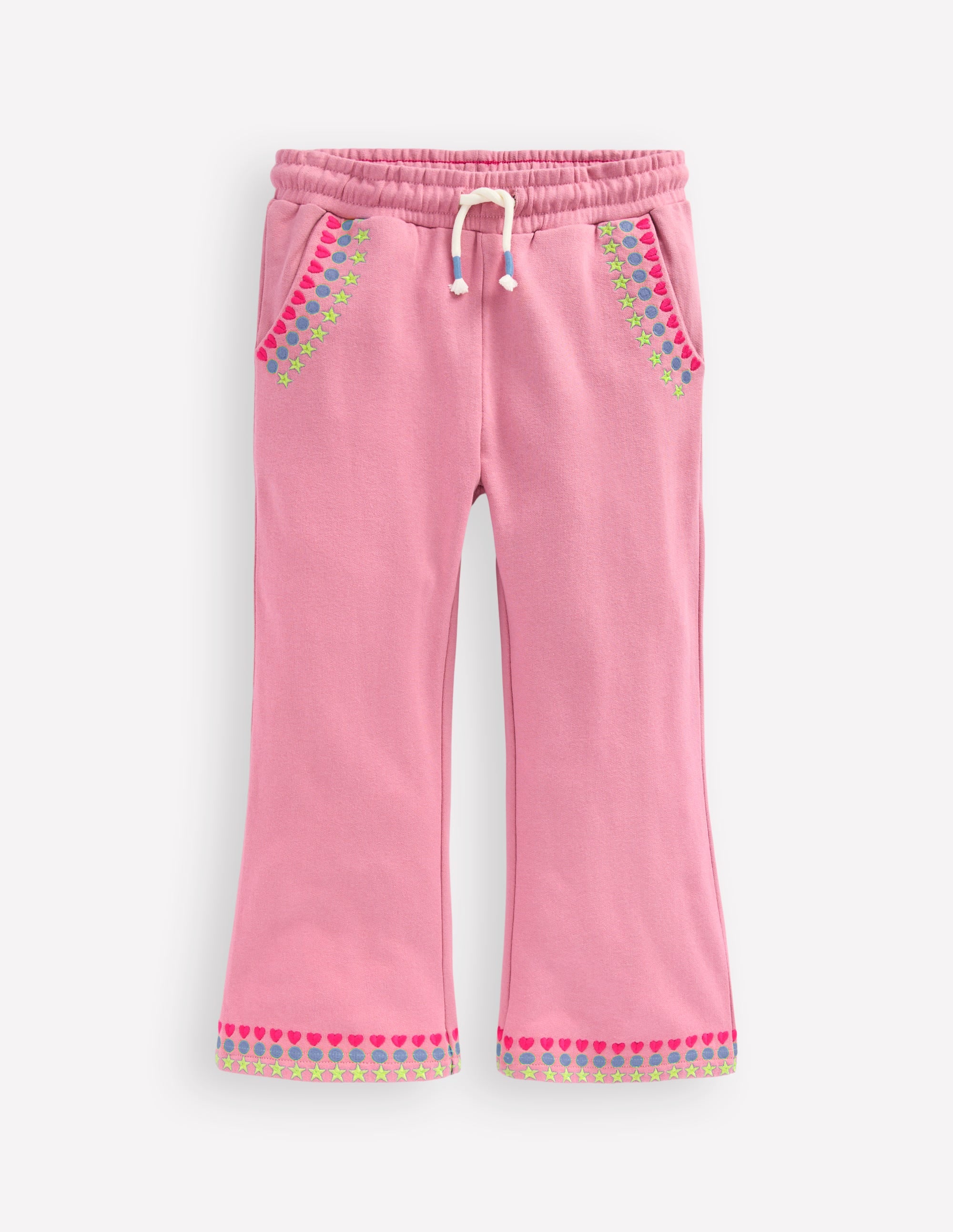 Bestickte Jogginghose mit leichtem Schlag-Rosa Schleier Stickerei - Image 1