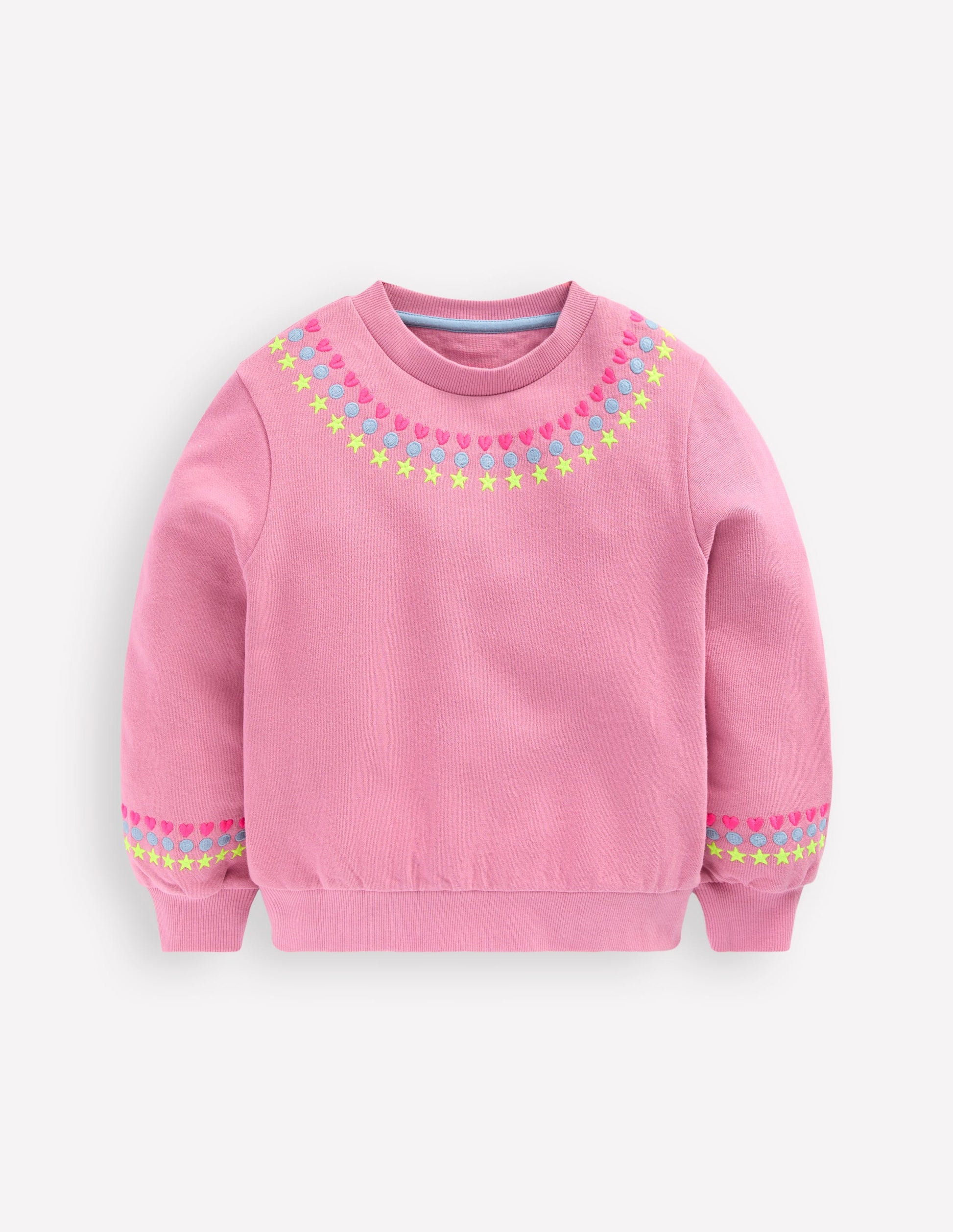 Besticktes Sweatshirt-Rosa Schleier Stickerei-1