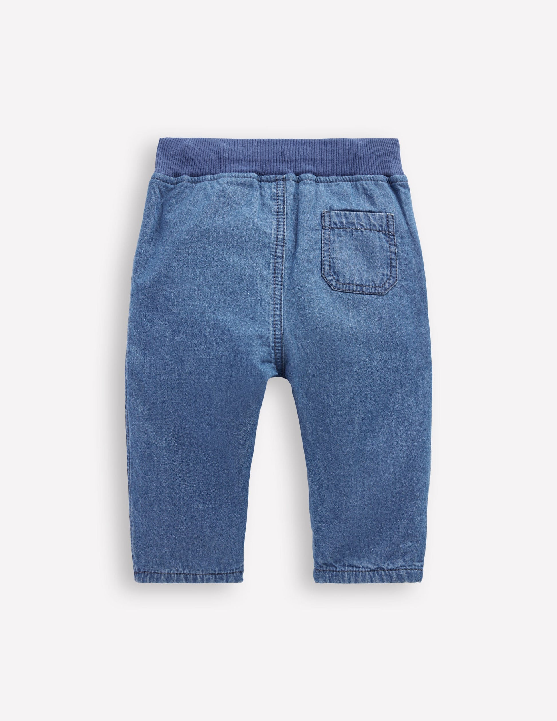 Kuschelige, gefütterte Hose-Blauer Faux Uni-2