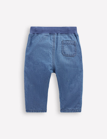 Kuschelige, gefütterte Hose-Blauer Faux Uni-2