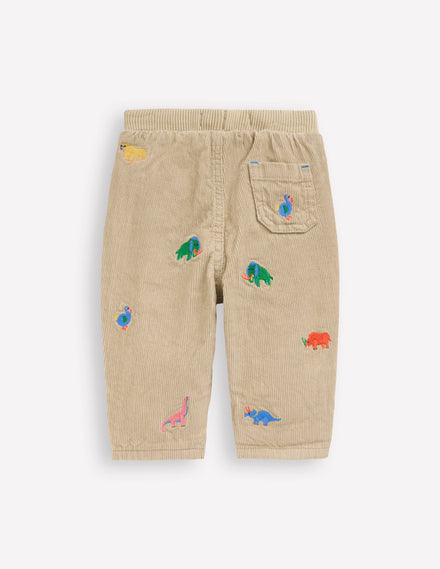 Kuschelige, gefütterte Hose-Prähistorische Stickerei