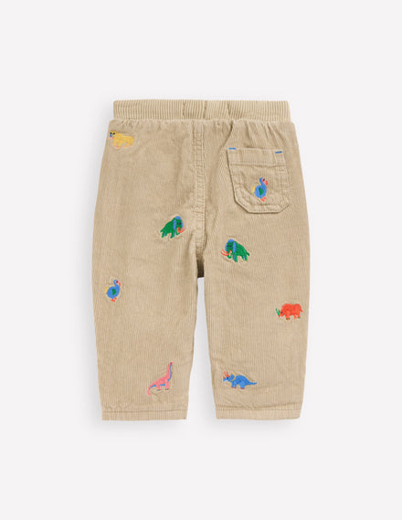 Kuschelige, gefütterte Hose-Prähistorische Stickerei